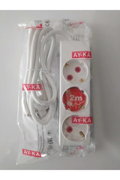 Ayka 3lü2 Mt Kablolu Grup Priz Çocuk Korumalı Mte0012 ürün görseli 1