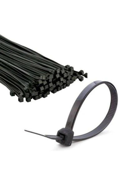 Universal Siyah Kablo Bağı , Plastik Kelepçe , Cırt Kelepçe 3,6 X 200 Mm. (100 Adet) ürün görseli 1