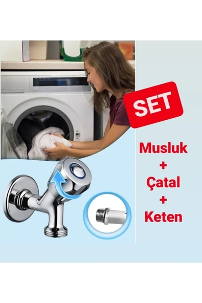 Karamsu Çamaşır Makinesi Bağlantı Seti Makine Musluk Makine Çatal Keten ürün görseli 1