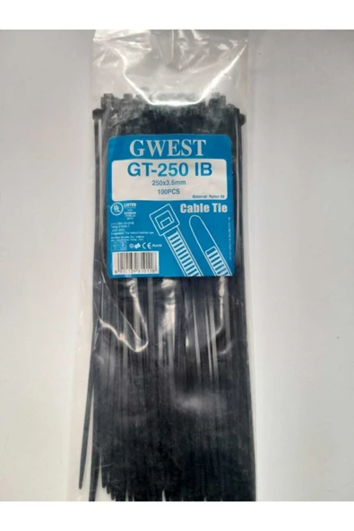 Gwest Kablo Bağı 3,6 X 250 Siyah 200 Adet ürün görseli 1