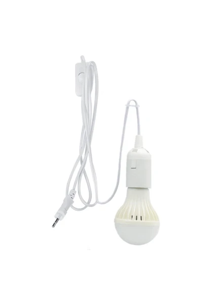 Örgün Aydınlatma E27 Düz Duy Aç Kapa Anahtarlı 2 Metre Kablolu Fiş + 10w A60 Ampul ürün görseli 1