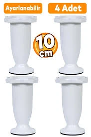 ATILIM 4 Adet Set 10cm 8cm 5cm Beyaz Mobilya Ayağı Ayarlı Vidalı + Vida Seti ürün görseli 1
