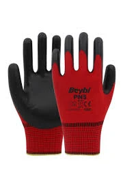 Beybi Pn5 Polyester Örme Nitril Eldiven-kırmızı No:10-12 Çift ürün görseli 1