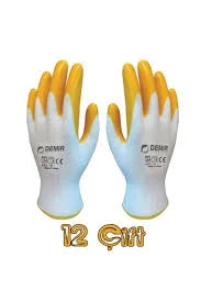 Demir Safety Sarı Nitril Inşaat Tarım Montaj Iş Eldiveni 12 Çift No:10 ürün görseli 1