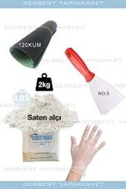 ABS Topalakticaret- Saten Alçı 2 Kg Saten Alçı Spatula Eldiven ürün görseli 1