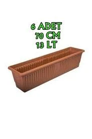 Hak Plastik 6 Adet Balkon Saksı Büyük Boy 13 Lt 70cm Büyük Boy ürün görseli 1