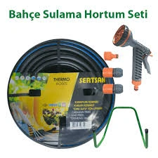 Sertsan Bahçe Sulama Seti 6 Fonksiyonlu Tabanca, Ayar Seti, Hortum Askısı ve 20 Metre Termo Kauçuk Hortum ürün görseli 1