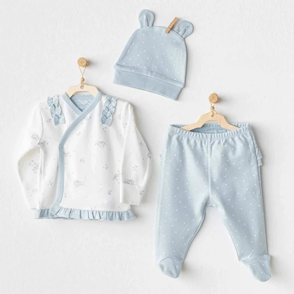 Andywawa Ac25646 Cuddly Bunny Bear 3'lü Zıbın Set Blue ürün görseli 1