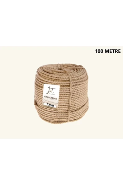 Gereksiz Şeyler 6 Mm Jüt Halat Kendir Urgan Halat Ip 100 Metre Dekoratif Halat ürün görseli 1