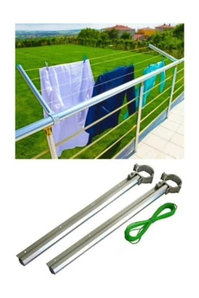 Balkon Çamaşır Kurutma Askılığı Yuvarlak Küpeşte + Çamaşır Ipi ürün görseli 1