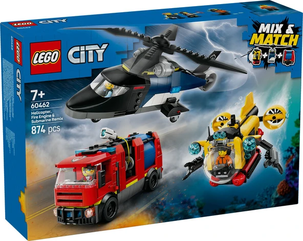 LEGO-60462  City Helikopter, İtfaiye Kamyonu ve Denizaltı Karışımı ürün görseli 1