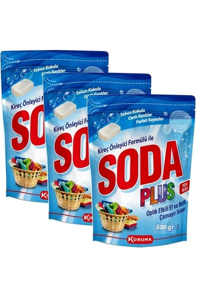 Soda Plus Optik Etkili El ve Matik Çamaşır Sodası 3 x 500 gr ürün görseli 1