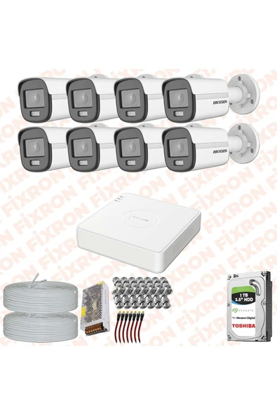 HIKVISION COLORVU GECE 7/24 RENKLİ 8 KAMERALI SET 1TB HDD ürün görseli 1