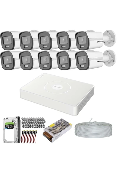 HİKVİSİON Colorvu Gecen Karanlıkta 7/24 Renkli 10 Kameralı Set 2TB HDD ürün görseli 1
