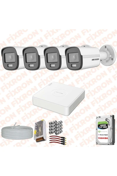 HIKVISION COLORVU GECE 7/24 RENKLİ 4 KAMERALI SET 500GB HDD ürün görseli 1