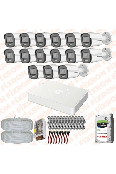 HIKVISION COLORVU GECE 7/24 RENKLİ 15 KAMERALI SET 1TB HDD ürün görseli 1