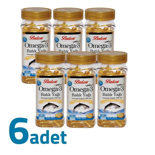 Balen Plus+ Omega3 Balık Yağı Yumuşak Kapsül 1380mg x 100 Kapsül x 6 Kutu ürün görseli 1