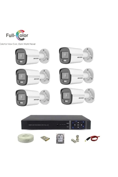 Hikvision Colorvu Gece-karanlıkta Renkli 6 Ahd Kameralı 8 Kanal Kayıt Cihazı 500GB Harddisk ürün görseli 1