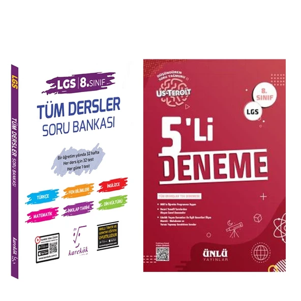Karekök Yayınları 8.Sınıf LGS Tüm Dersler Soru Bankası ve Ünlü 5 li Deneme Seti 2 Kitap ürün görseli 1