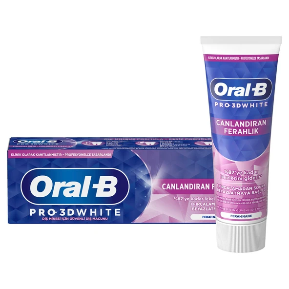 Oral-B Pro 3D White Canlandıran Ferahlık Diş Macunu 75 Ml 3 Adet ürün görseli 1