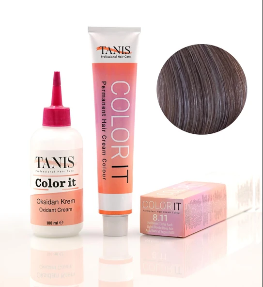TANİS COLOR-IT (100 ML) Permanent Saç boyası 8.11 (Açık Kumral Yoğun Küllü) ürün görseli 1