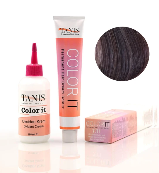 TANİS COLOR-IT (100 ML) Permanent Saç boyası 7.11 (Kumral Yoğun Küllü) ürün görseli 1