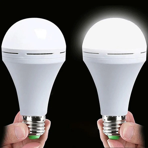 2 Adet Elektrik Kesilince de Çalışan 9 Watt Led Ampul, Kendini Şarj Eden E27 Duy Kaliteli Led Ampul ürün görseli 1