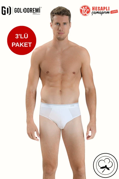 Jiber 323 Premium Erkek Likralı Pamuklu 3'lü Rahat Kalıp Kemer Bel Lastik Kutulu Slip Külot ürün görseli 1