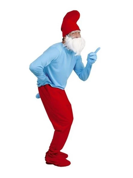 Yetişkin Şirin Baba Kostümü Model-2 - Resim 3