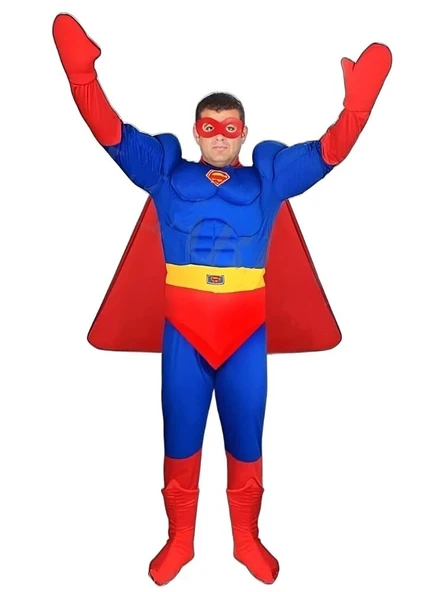 Yetişkin Superman Kostümü Kaslı ürün görseli 1