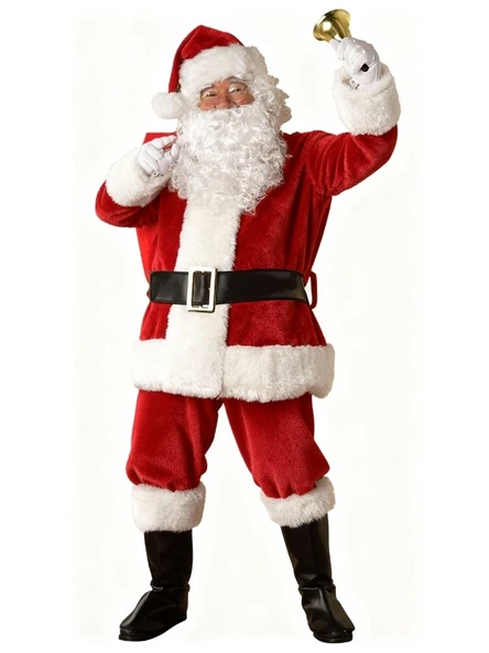 Yetişkin Noel Baba Kostümü Lüks Polar ürün görseli 1