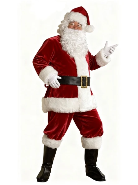 Yetişkin Noel Baba Kostümü Lüks Kadife ürün görseli 1
