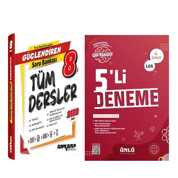 Ankara Yayıncılık 8. Sınıf Tüm Dersler Güçlendiren Soru Bankası ve Ünlü 5 li Deneme Seti 2 Kitap ürün görseli 1