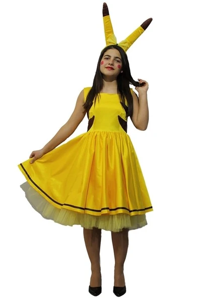 Yetişkin Bayan Pikachu Kostümü ürün görseli 1