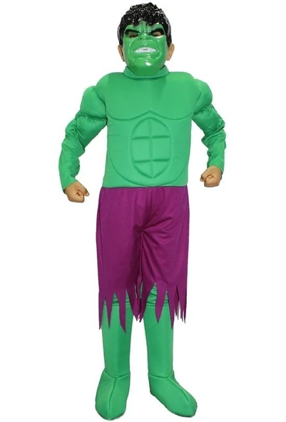 Hulk Kostümü Kaslı Lüks - Resim 3
