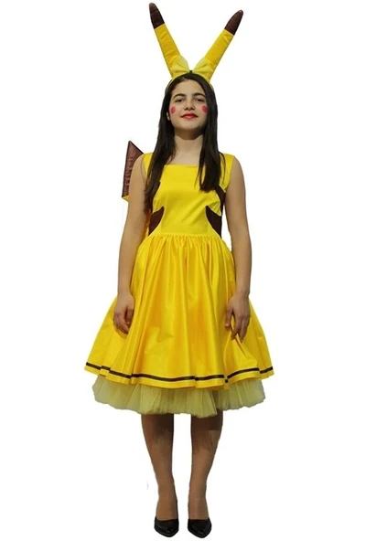 Yetişkin Bayan Pikachu Kostümü - Resim 2
