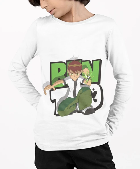 Benten Baskılı Uzun Kol Tişört | Ben 10 Baskılı Uzun Kol T-Shirt ürün görseli 1