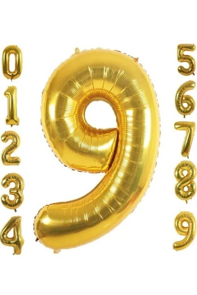 9 Yaş Doğum Günü Parti Kutlama Rakam Folyo Balon Altın Renk 36 Cm 16 Inç ürün görseli 1
