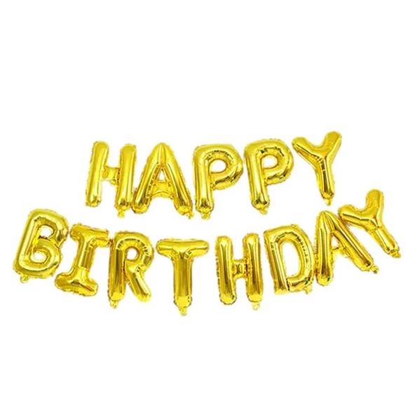 Happy Birthday Folyo Balon Set Gold ürün görseli 1