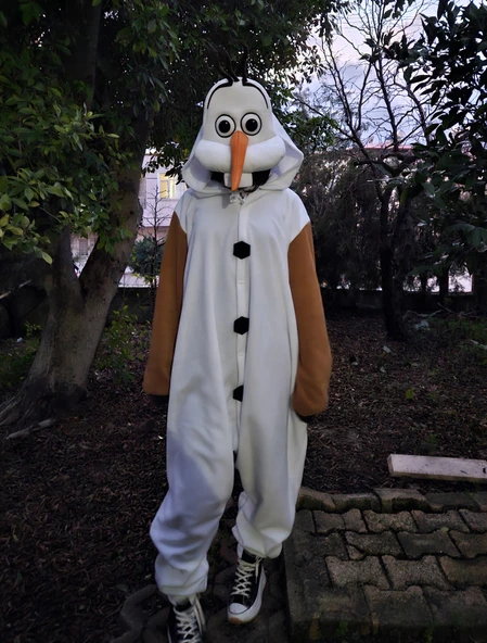 Olaf Kostümü Yetişkin | Karlar Ülkesi Olaf Pijama Tulum Kostüm ürün görseli 1