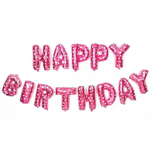 Happy Birthday Folyo Balon Set Pembe ürün görseli 1