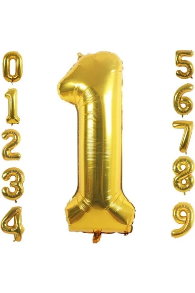 1 Yaş Doğum Günü Parti Kutlama Rakam Folyo Balon Altın Renk 36 Cm 16 Inç ürün görseli 1