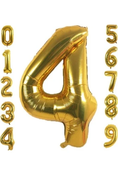 4 Yaş Doğum Günü Parti Kutlama Rakam Folyo Balon Altın Renk 36 Cm 16 Inç ürün görseli 1