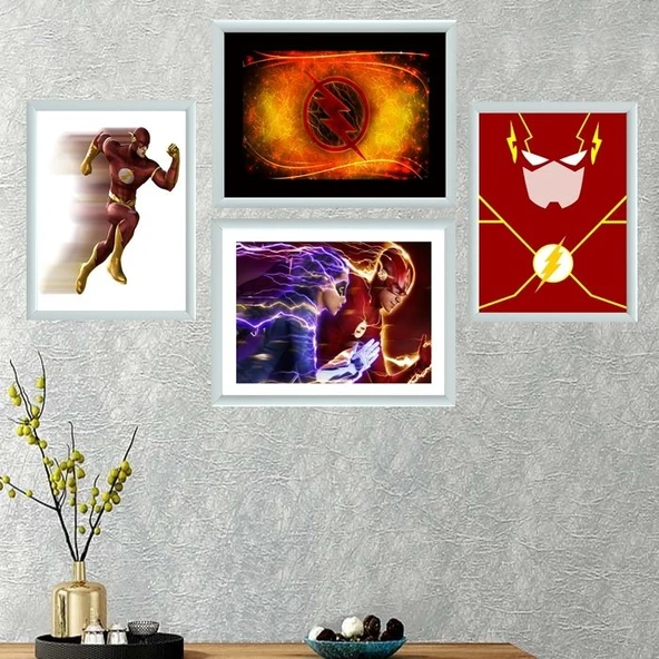 Flash Dörtlü Takım Çerçeveli Poster Tablo ürün görseli 1