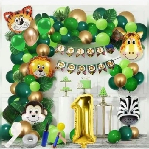 1 Yaş Safari Temalı Folyo Lüks Zincir Balon Set ürün görseli 1
