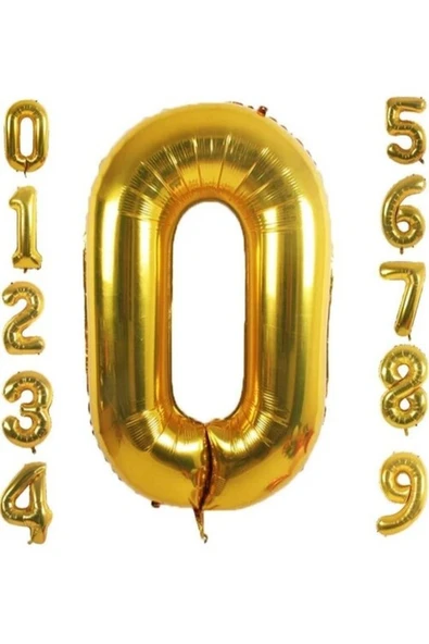 0 Yaş Doğum Günü Parti Kutlama Rakam Folyo Balon Altın Renk 36 Cm 16 Inç ürün görseli 1