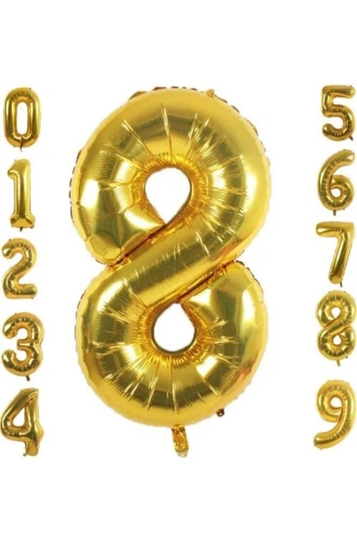8 Yaş Doğum Günü Parti Kutlama Rakam Folyo Balon Altın Renk 36 Cm 16 Inç ürün görseli 1