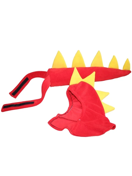 Dinozor Kostüm Set Kırmızı | Dinozor Kuyruk Başlık Set Kırmızı ürün görseli 1
