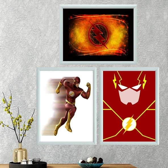 Flash Üçlü Takım Çerçeveli Poster Tablo ürün görseli 1
