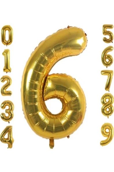 6 Yaş Doğum Günü Parti Kutlama Rakam Folyo Balon Altın Renk 36 Cm 16 Inç ürün görseli 1